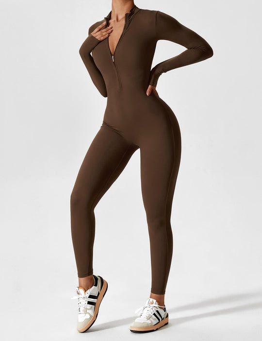 EB - Lange Ärmel/Kurze Ärmel Reißverschluss Jumpsuit für Frauen