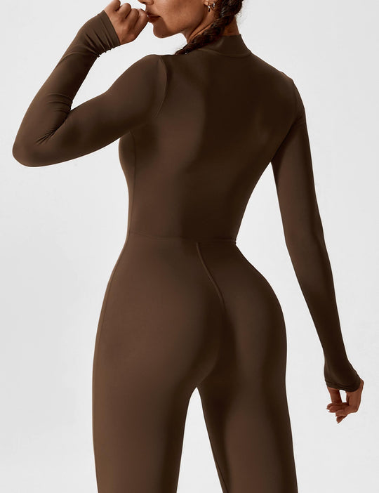 EB - Lange Ärmel/Kurze Ärmel Reißverschluss Jumpsuit für Frauen