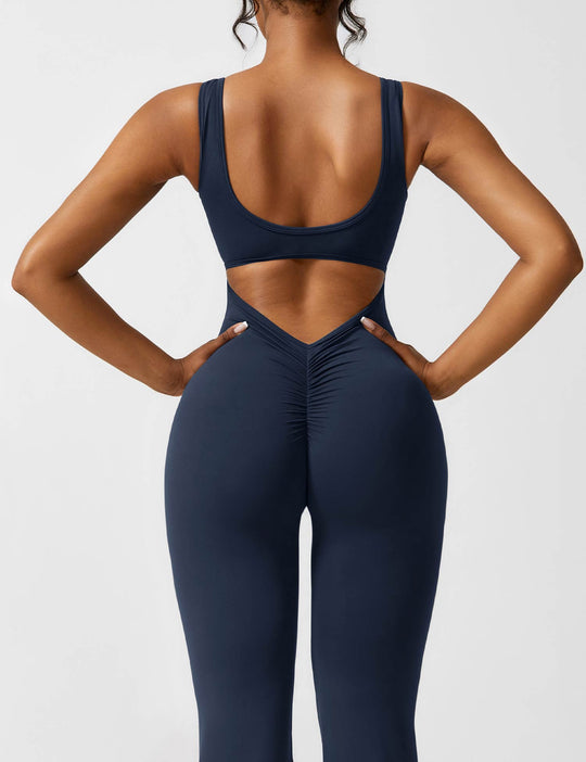 EB | V-Rücken Auslaufender Jumpsuit
