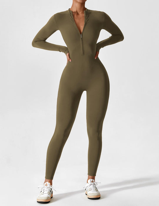 EB - Lange Ärmel/Kurze Ärmel Reißverschluss Jumpsuit für Frauen