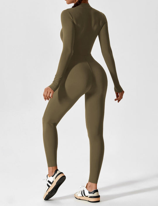 EB - Lange Ärmel/Kurze Ärmel Reißverschluss Jumpsuit für Frauen