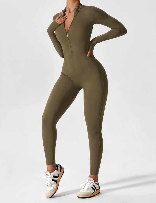 EB - Lange Ärmel/Kurze Ärmel Reißverschluss Jumpsuit für Frauen