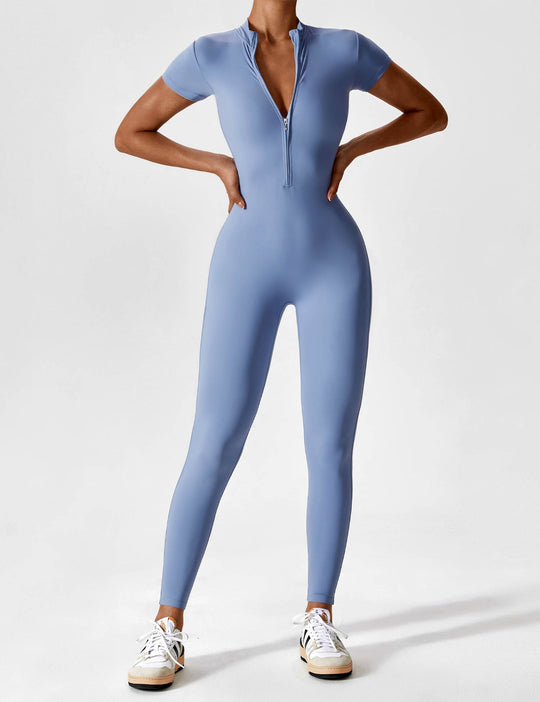 EB - Lange Ärmel/Kurze Ärmel Reißverschluss Jumpsuit für Frauen