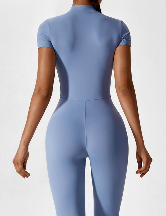 EB - Lange Ärmel/Kurze Ärmel Reißverschluss Jumpsuit für Frauen