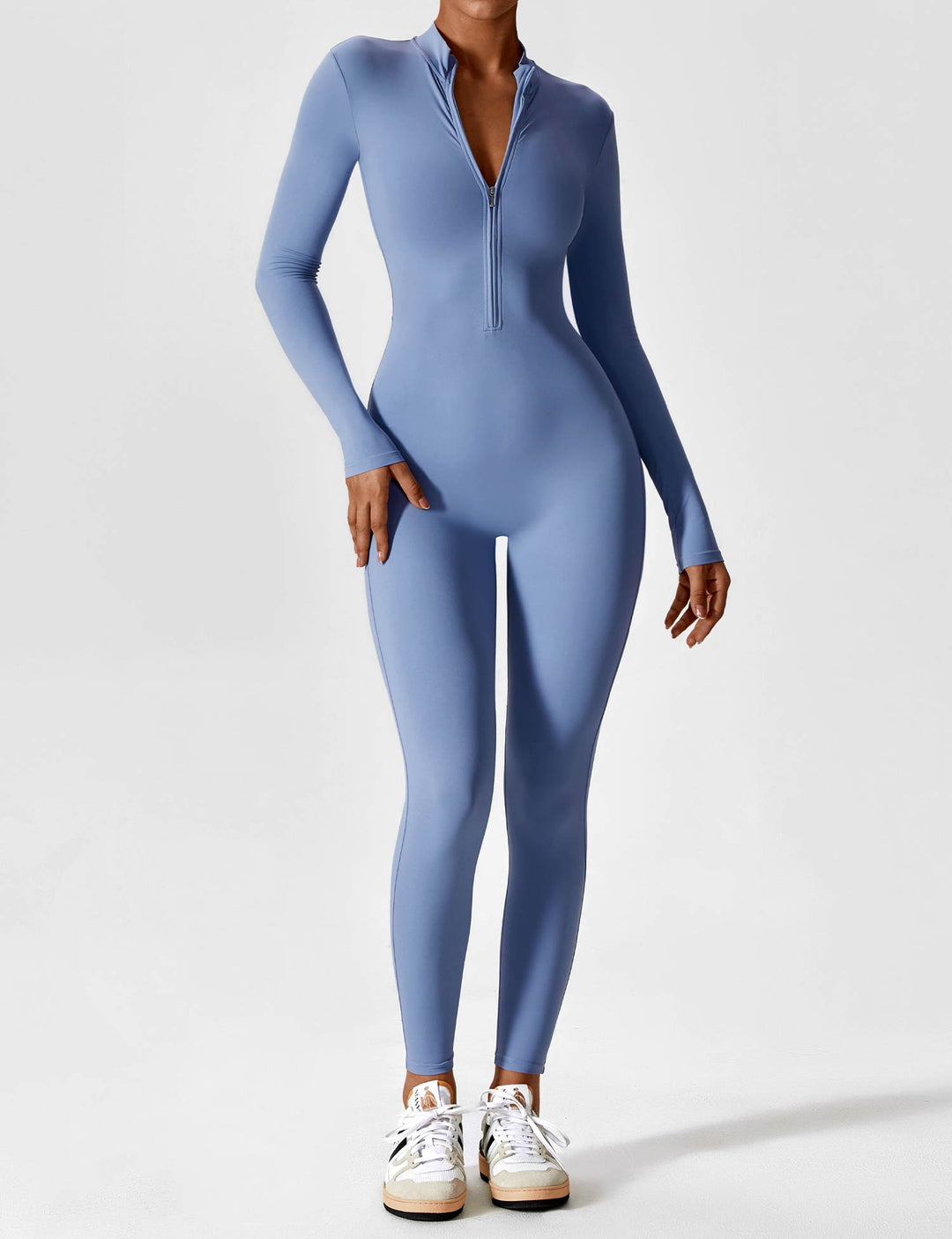 EB - Lange Ärmel/Kurze Ärmel Reißverschluss Jumpsuit für Frauen