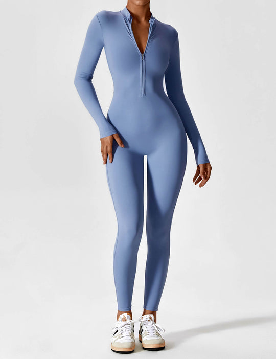 EB - Lange Ärmel/Kurze Ärmel Reißverschluss Jumpsuit für Frauen