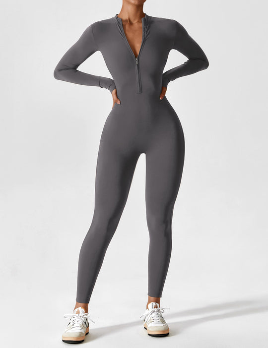 EB - Lange Ärmel/Kurze Ärmel Reißverschluss Jumpsuit für Frauen