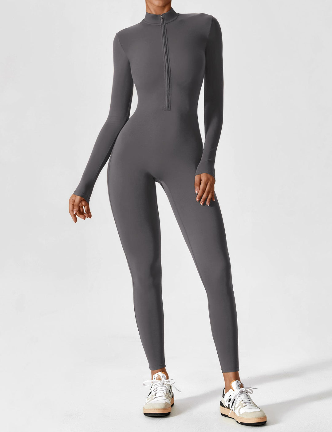 EB - Lange Ärmel/Kurze Ärmel Reißverschluss Jumpsuit für Frauen