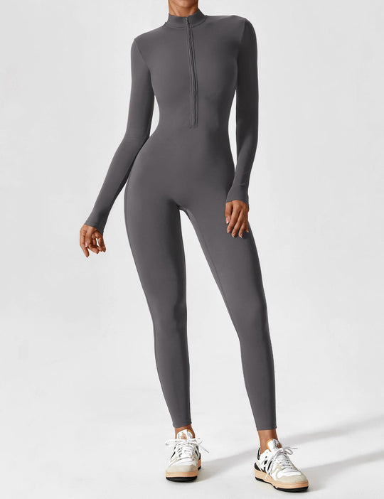 EB - Lange Ärmel/Kurze Ärmel Reißverschluss Jumpsuit für Frauen