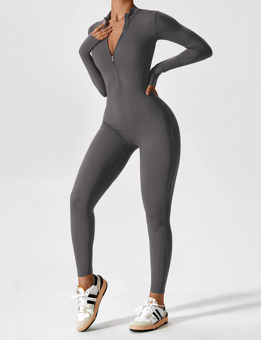 EB - Lange Ärmel/Kurze Ärmel Reißverschluss Jumpsuit für Frauen