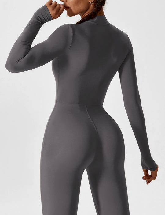 EB - Lange Ärmel/Kurze Ärmel Reißverschluss Jumpsuit für Frauen