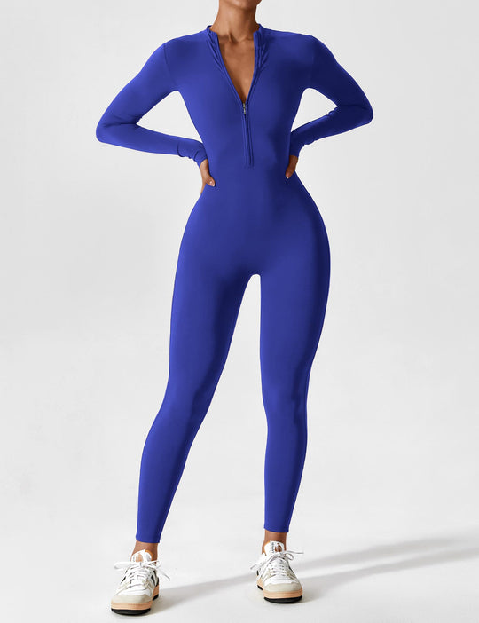 EB - Lange Ärmel/Kurze Ärmel Reißverschluss Jumpsuit für Frauen