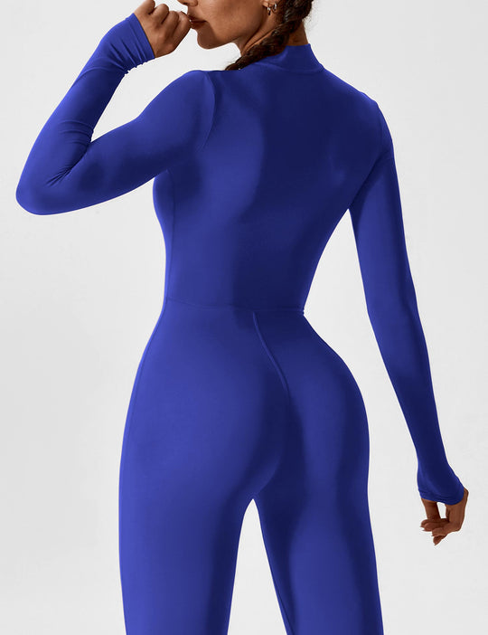 EB - Lange Ärmel/Kurze Ärmel Reißverschluss Jumpsuit für Frauen