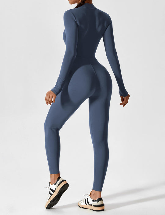 EB - Lange Ärmel/Kurze Ärmel Reißverschluss Jumpsuit für Frauen
