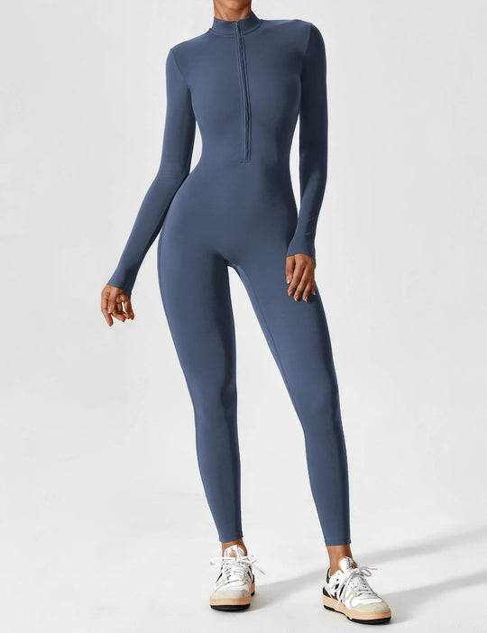 EB - Lange Ärmel/Kurze Ärmel Reißverschluss Jumpsuit für Frauen