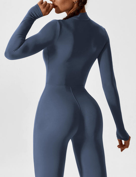 EB - Lange Ärmel/Kurze Ärmel Reißverschluss Jumpsuit für Frauen