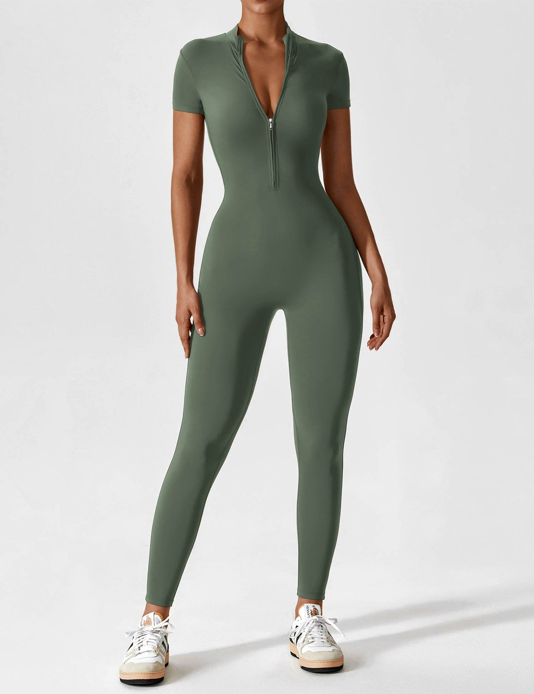 EB - Lange Ärmel/Kurze Ärmel Reißverschluss Jumpsuit für Frauen
