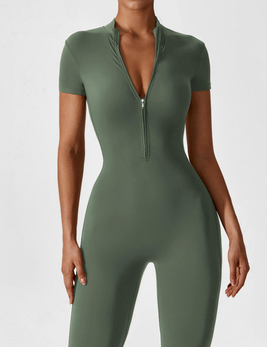 EB - Lange Ärmel/Kurze Ärmel Reißverschluss Jumpsuit für Frauen