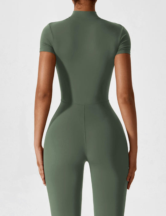 EB - Lange Ärmel/Kurze Ärmel Reißverschluss Jumpsuit für Frauen