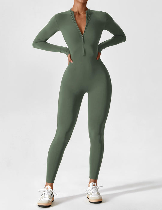 EB - Lange Ärmel/Kurze Ärmel Reißverschluss Jumpsuit für Frauen