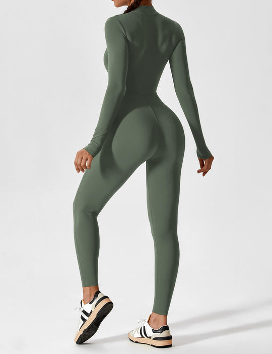 EB - Lange Ärmel/Kurze Ärmel Reißverschluss Jumpsuit für Frauen