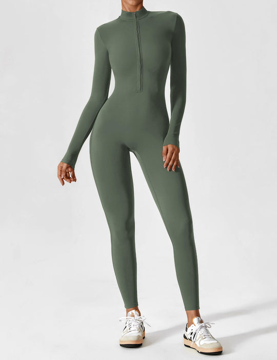 EB - Lange Ärmel/Kurze Ärmel Reißverschluss Jumpsuit für Frauen