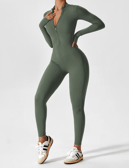 EB - Lange Ärmel/Kurze Ärmel Reißverschluss Jumpsuit für Frauen
