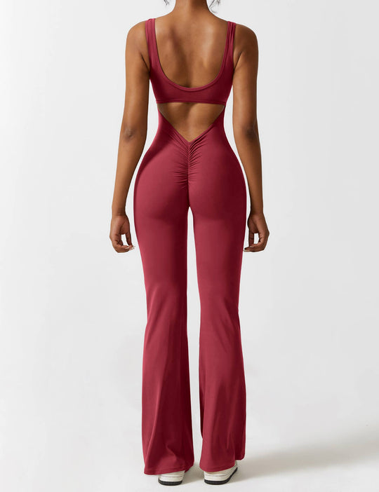 EB | V-Rücken Auslaufender Jumpsuit