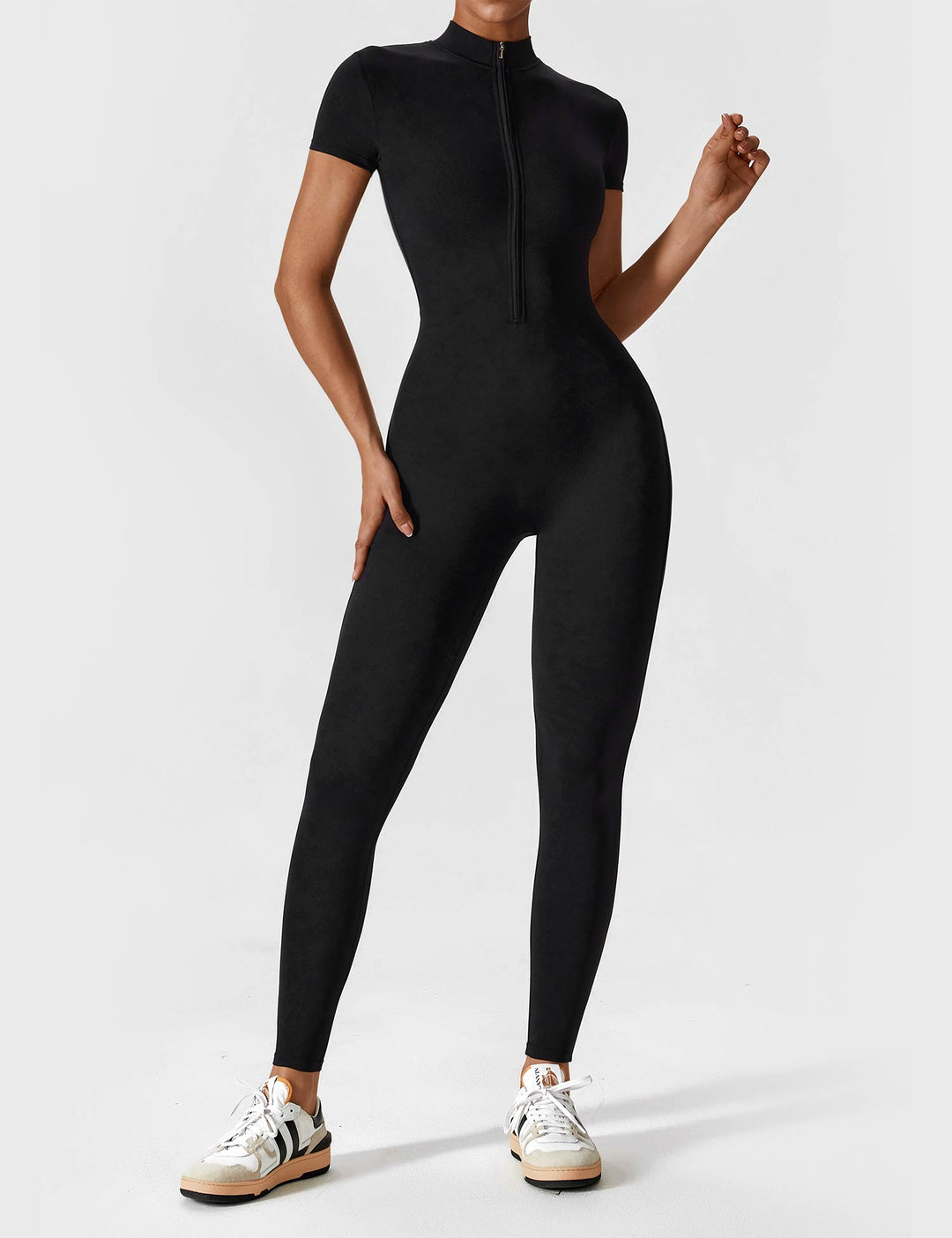 EB - Lange Ärmel/Kurze Ärmel Reißverschluss Jumpsuit für Frauen