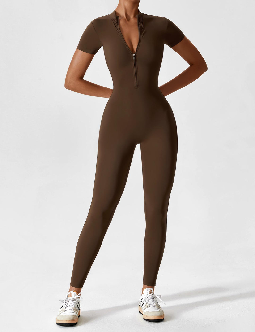 EB - Lange Ärmel/Kurze Ärmel Reißverschluss Jumpsuit für Frauen