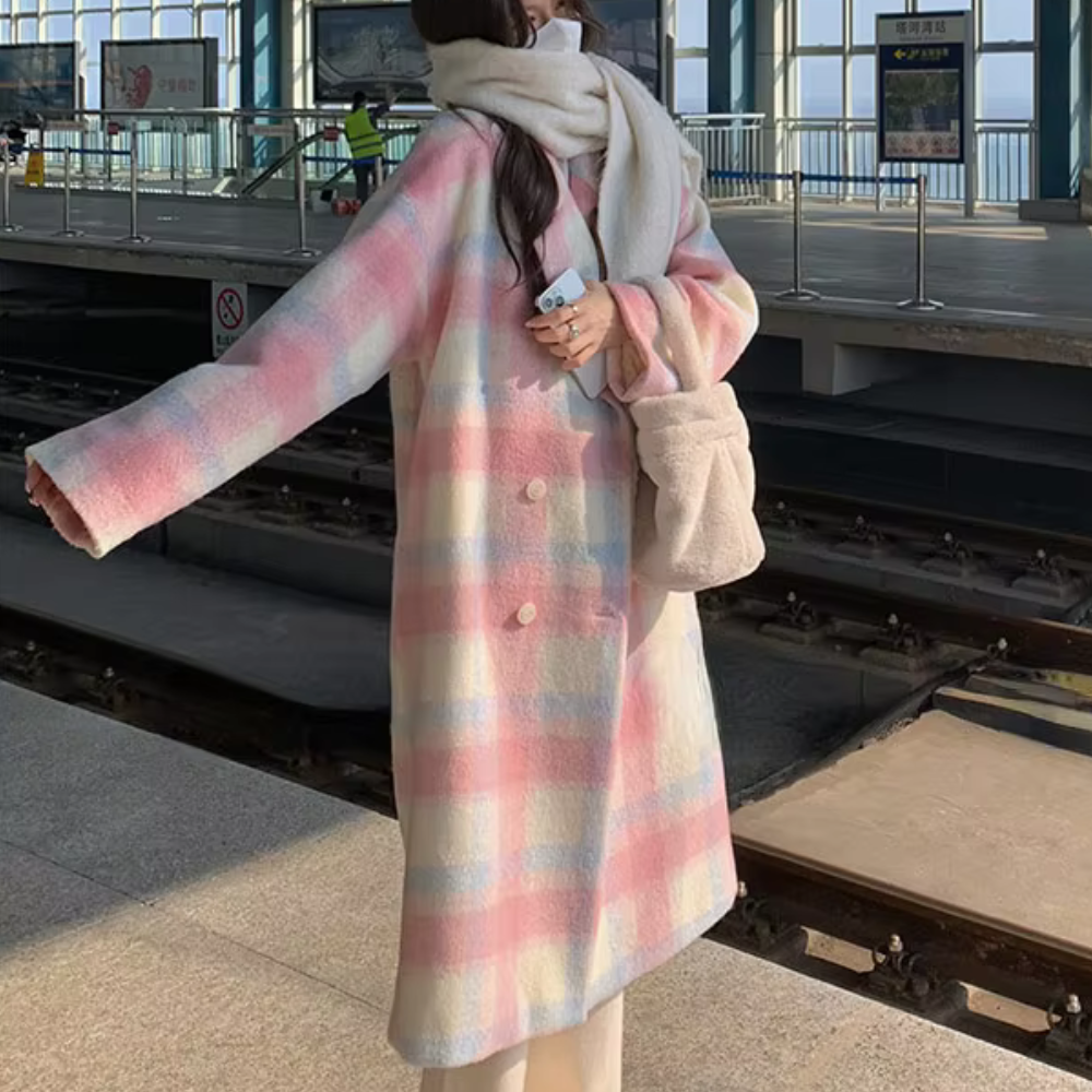 EB | Eleganter Karierter Wintermantel für Damen