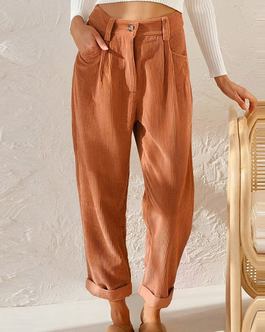 EB | Elegante Cordhosen für Damen mit Hohem Bund