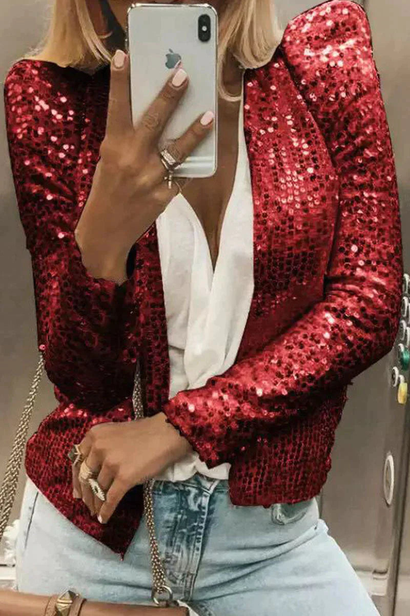 EB | Pailletten-Strickjacke für Frauen :Be Trendy 2024